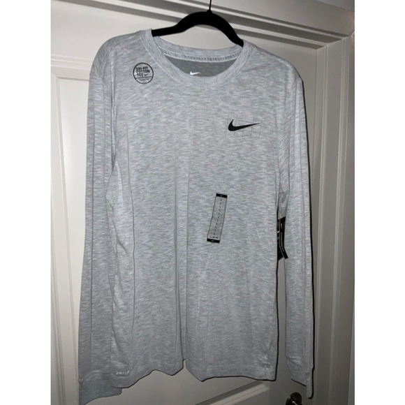 Men’s Nike Dri Fit Long Sleeve T-Shirt Gray - Picture 1 of 9